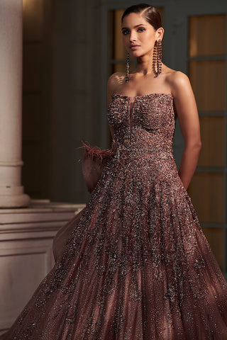 Dolly J-Wild Cherry Claret Ombre Bridal Gown-INDIASPOPUP.COM