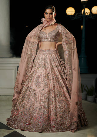 Dolly J-Maira Rose Ombre Raw Silk Bridal Lehenga Set-INDIASPOPUP.COM