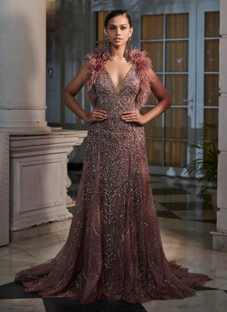 Dolly J-Wild Cedar Claret Ombre Bridal Gown-INDIASPOPUP.COM