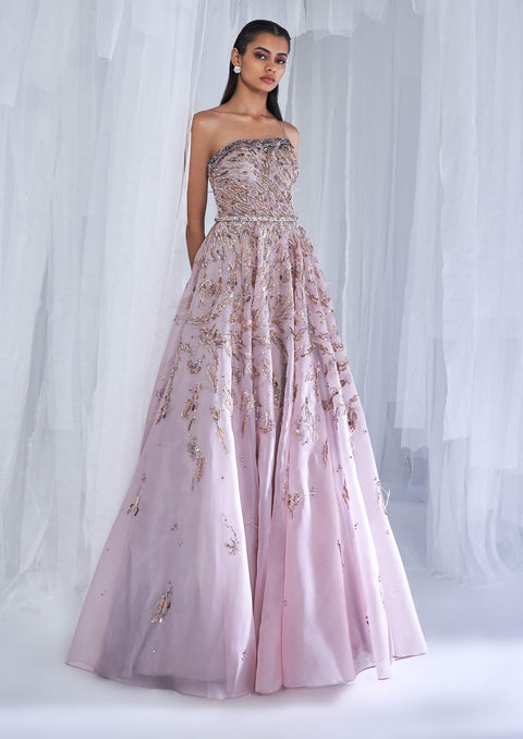 Blue Special Silk Organza Dress w/ Beaded Bodice & Bolero - Pink Princess
