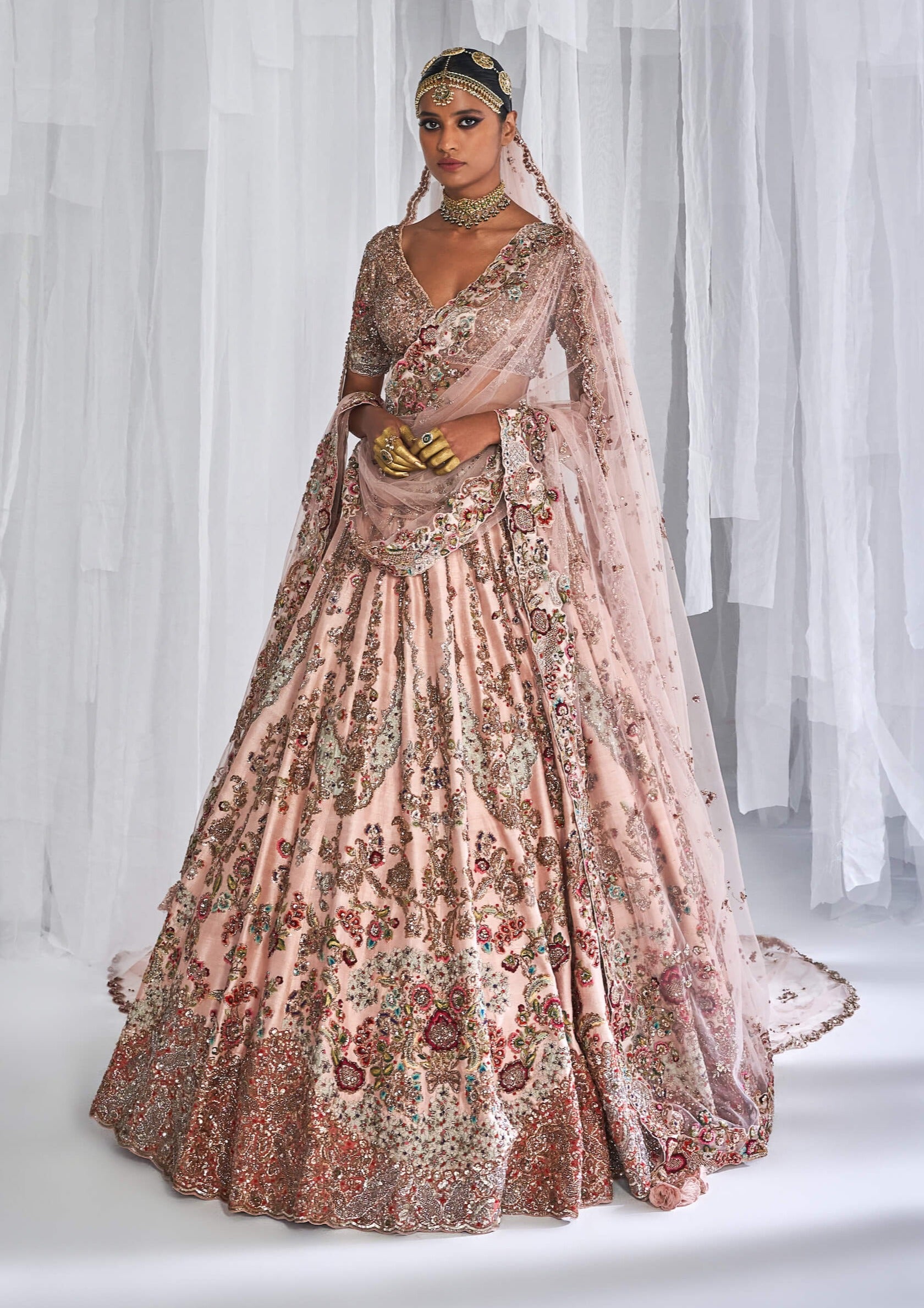 Pink Bridal Gown For Sangeet Pink Floor Length Indian Wedding