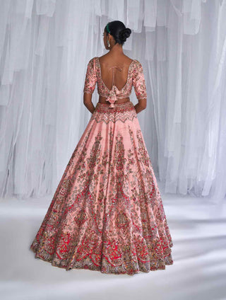 Dolly J-Hazel Peachy Pink Bridal Lehenga Set-INDIASPOPUP.COM