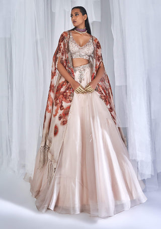 Dolly J-Pixie Ivory Embroidered Lehenga Cape Set-INDIASPOPUP.COM