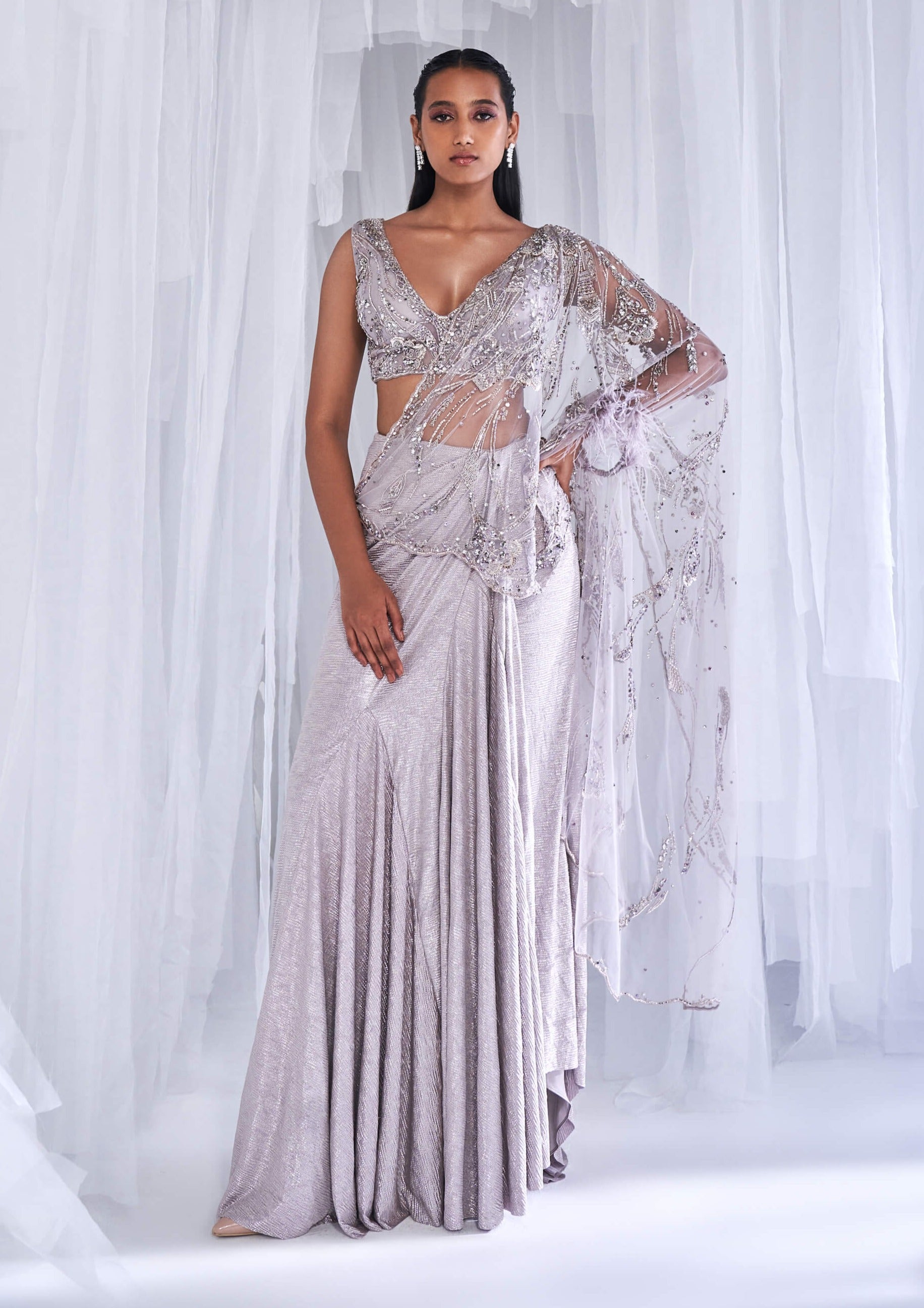 silver drape dress Starstruck Sequin Cowl Neck Drape Dress Mocha