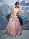 Taavare-Pink Embroidered Lehenga With Crop Top-INDIASPOPUP.COM