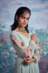 Taavare-Ice Blue Embroidered Kurti With Pants-INDIASPOPUP.COM