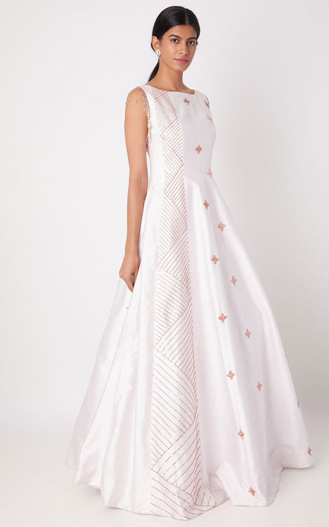 Pink Peacock Couture-Lilac Embroidered Shoulder Panel Gown-INDIASPOPUP.COM