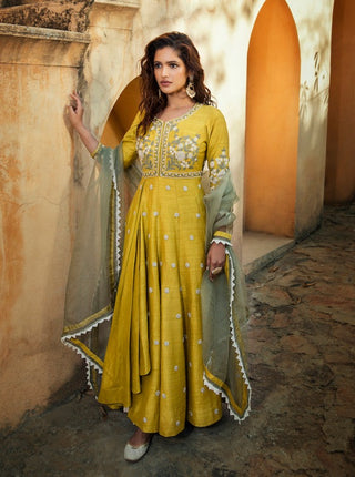 Pickle Lemon Anarkali Set