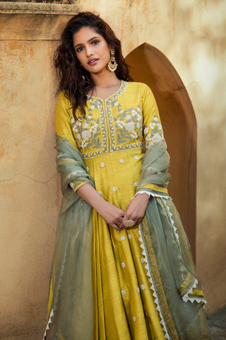 Pickle Lemon Anarkali Set