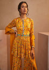 Aneesh Agarwaal-Yellow Floral Peplum Sharara Set-INDIASPOPUP.COM