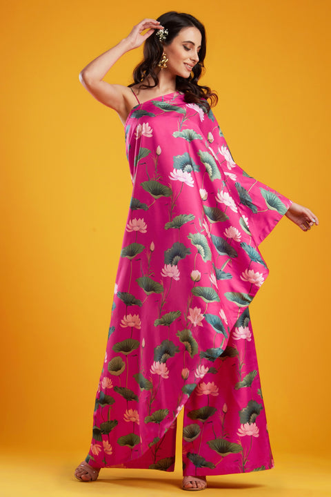 Aayushi Maniar-Pink Cape & Palazzo Set-INDIASPOPUP.COM