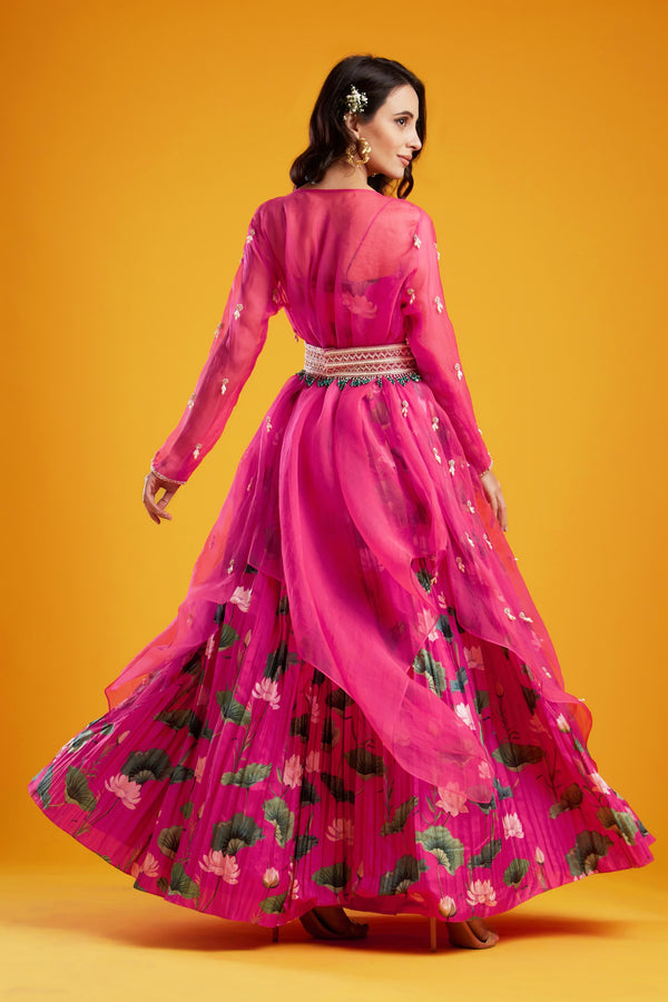 Aayushi Maniar-Pink Printed Lehenga Set-INDIASPOPUP.COM