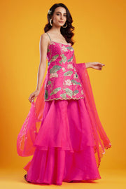 Aayushi Maniar-Pink Tunic Palazzo Set-INDIASPOPUP.COM