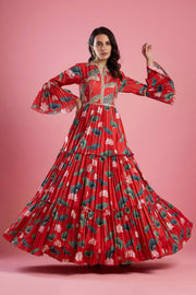 Aayushi Maniar-Red Anarkali Gown-INDIASPOPUP.COM
