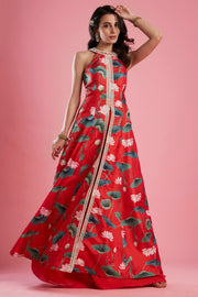 Aayushi Maniar-Red Printed Tunic Set-INDIASPOPUP.COM