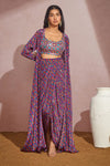 Aneesh Agarwaal-Multicolor Printed Wrap Skirt With Bustier And Jacket-INDIASPOPUP.COM