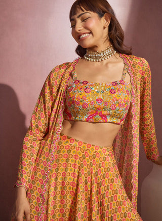 Aneesh Agarwaal-Honeycomb Sharara With Jacket And Blouse-INDIASPOPUP.COM