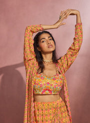 Aneesh Agarwaal-Honeycomb Wrap Skirt With Blouse And Jacket-INDIASPOPUP.COM