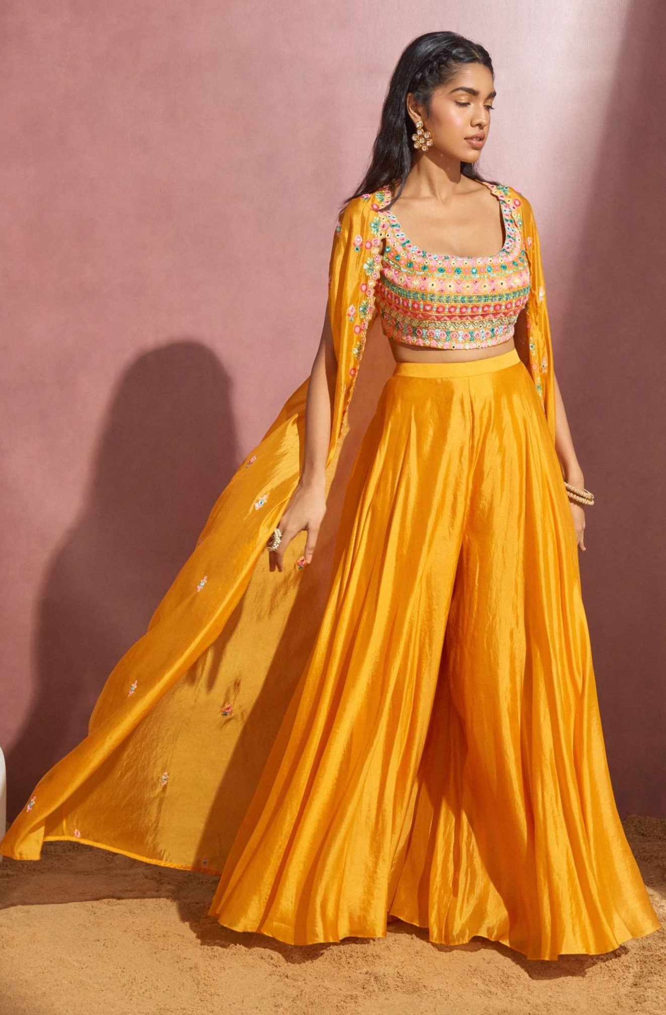 Yellow Jacket Sharara With Jacket And Blouse S