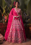 Aneesh Agarwaal-Rani Pink Floral Lehenga Set-INDIASPOPUP.COM