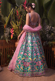 Aneesh Agarwaal-Green Multicolour Lehenga Set-INDIASPOPUP.COM