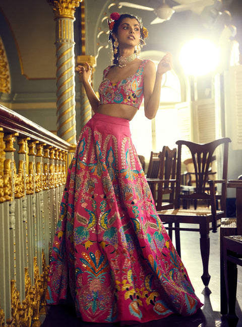 Aisha Rao-Pink Lehenga & Blouse With Dupatta-INDIASPOPUP.COM