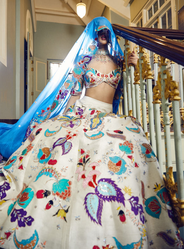 Aisha Rao-Ivory Embellished Lehenga Set With Blouse-INDIASPOPUP.COM
