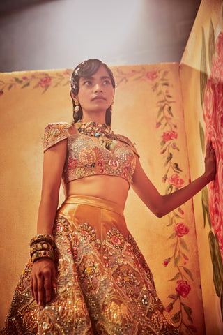 Aisha Rao-Copper Embellished Kali Lehenga Set-INDIASPOPUP.COM