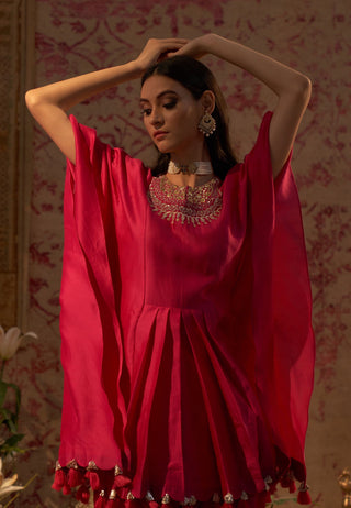 Rani Pink Embroidered Kaftan Set