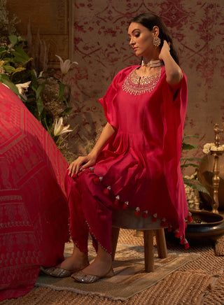 Rani Pink Embroidered Kaftan Set