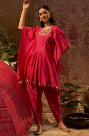 Rani Pink Embroidered Kaftan Set