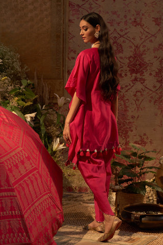 Rani Pink Embroidered Kaftan Set