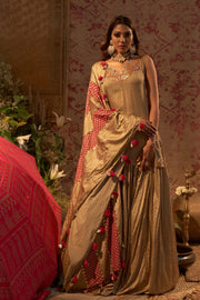 Gold Printed Lehenga Set