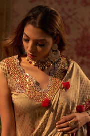Gold Printed Lehenga Set