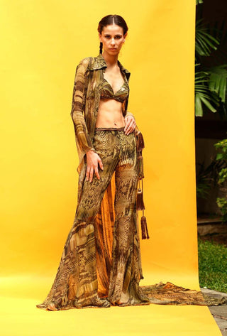 Nikita Mhaisalkar-Green Python Print Pants And Jacket-INDIASPOPUP.COM