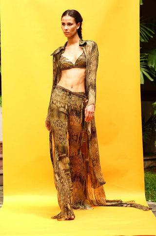 Nikita Mhaisalkar-Green Python Print Pants And Jacket-INDIASPOPUP.COM