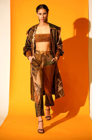 Nikita Mhaisalkar-Tropical Brown Jacket With Pant-INDIASPOPUP.COM