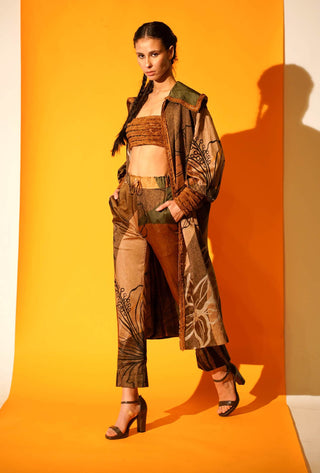 Nikita Mhaisalkar-Tropical Brown Jacket With Pant-INDIASPOPUP.COM