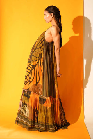 Nikita Mhaisalkar-Tropical Mustard Print Maxi-INDIASPOPUP.COM