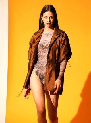 Nikita Mhaisalkar-Natural Python Print Body Suit-INDIASPOPUP.COM