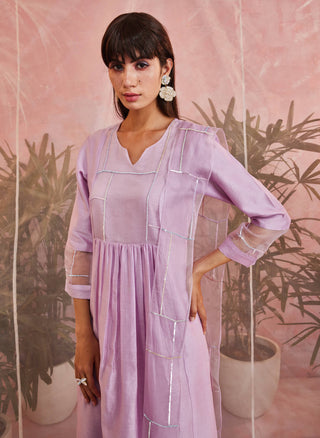 Charkhee-Lilac Classic Straight Kurta Set-INDIASPOPUP.COM