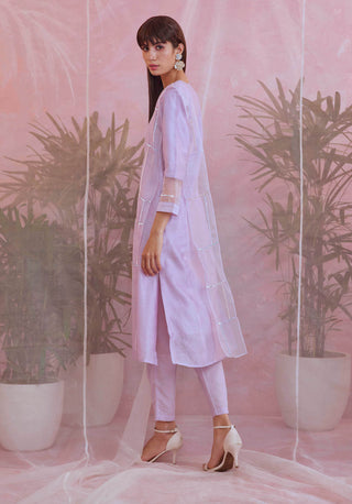 Charkhee-Lilac Classic Straight Kurta Set-INDIASPOPUP.COM