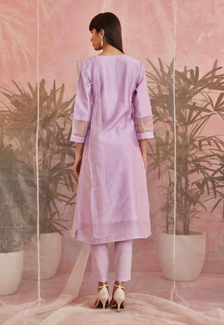 Charkhee-Lilac Classic Straight Kurta Set-INDIASPOPUP.COM