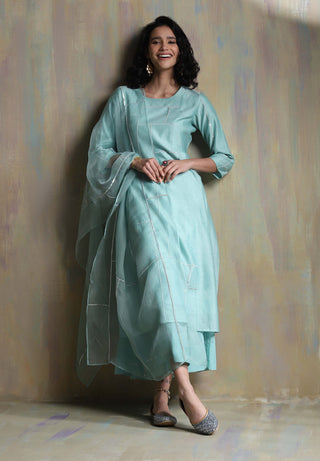 Charkhee-Aqua Green Kurta Set-INDIASPOPUP.COM