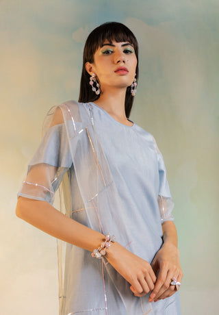 Charkhee-Cool Blue Straight Kurta Set-INDIASPOPUP.COM