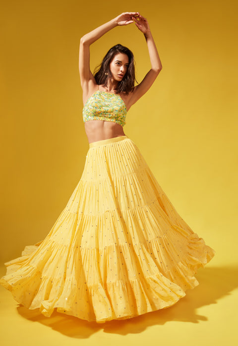 Chamee And Palak-Yellow Amy Skirt Set-INDIASPOPUP.COM