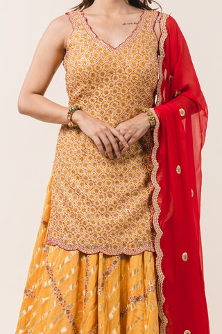 Nitika Gujral-Mustard Georgette Lehenga Set-INDIASPOPUP.COM