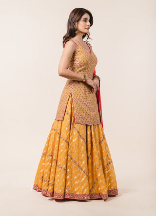 Nitika Gujral-Mustard Georgette Lehenga Set-INDIASPOPUP.COM