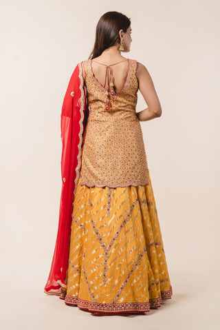 Nitika Gujral-Mustard Georgette Lehenga Set-INDIASPOPUP.COM