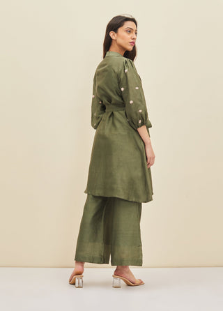 Meadow-Forest Green Aria Tunic Set-INDIASPOPUP.COM